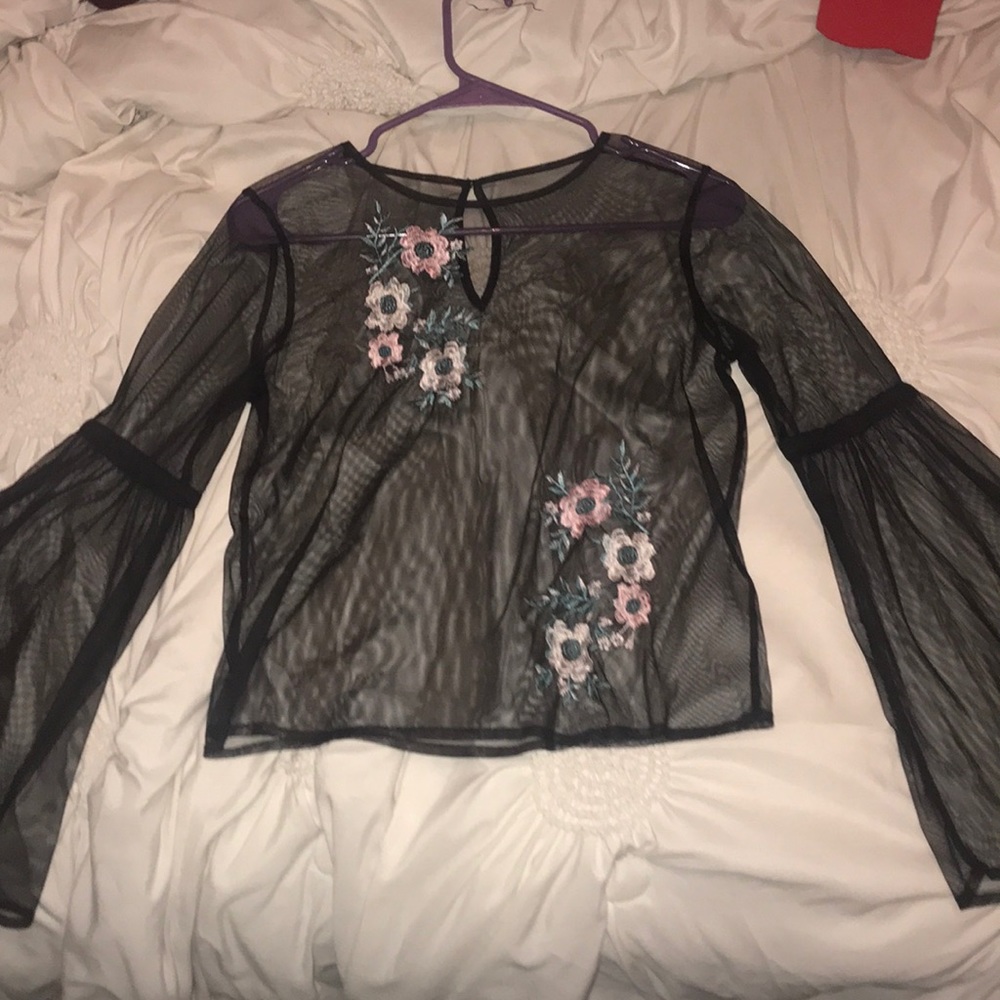American Eagle Mesh Bell Sleeved Top